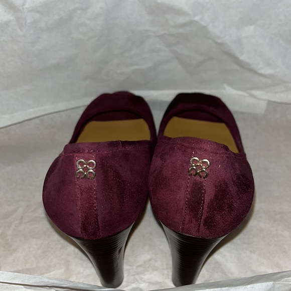 Coach Women’s Breana burgundy Suede Platform Peep Toe Pumps - Picture 4 of 8